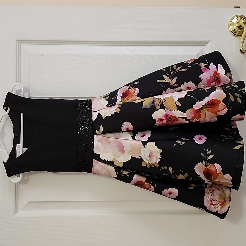 Bonnie Jean black floral dress